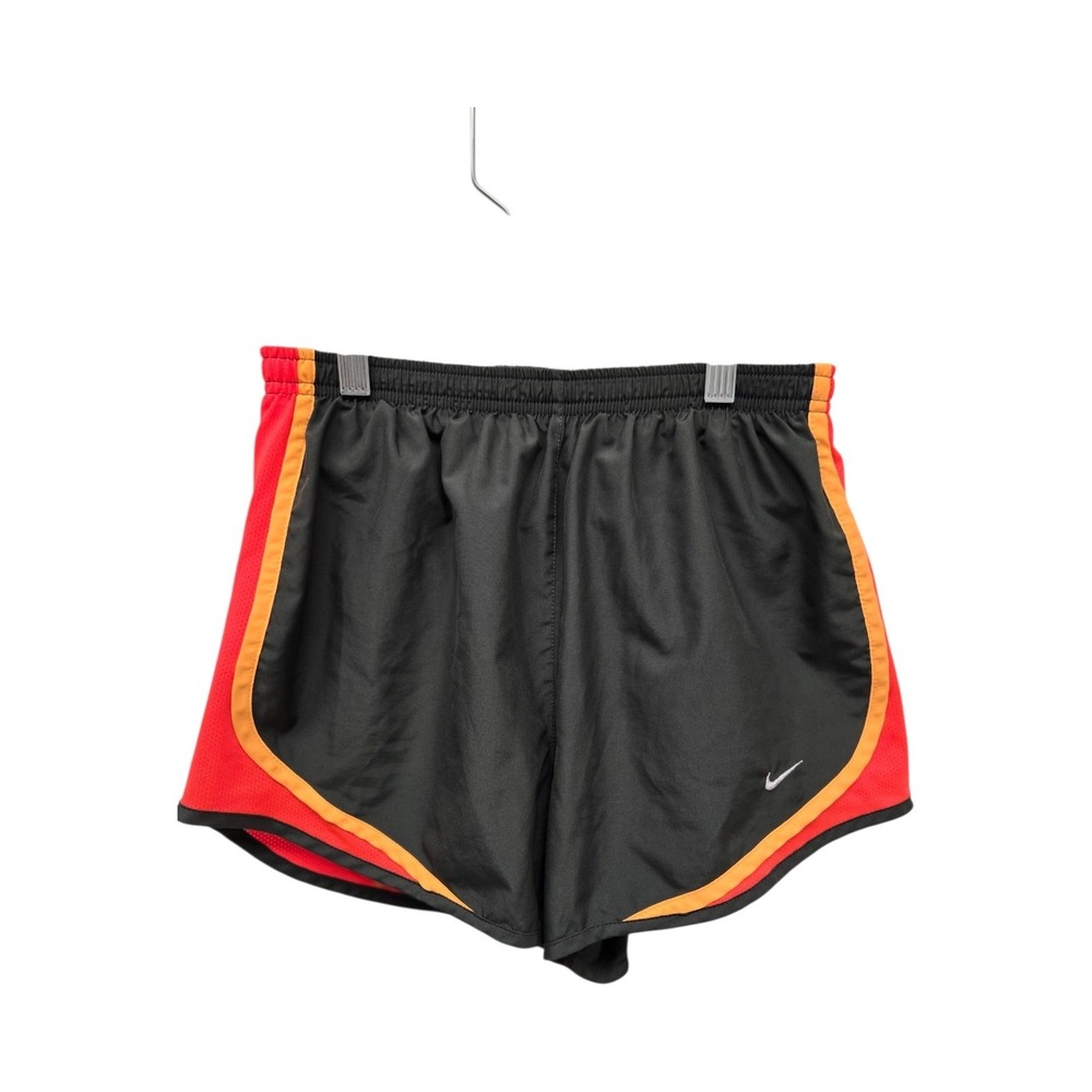 Nike Dri-FIT Colorblock Running Shorts Black Red Orange Athletic Womens S